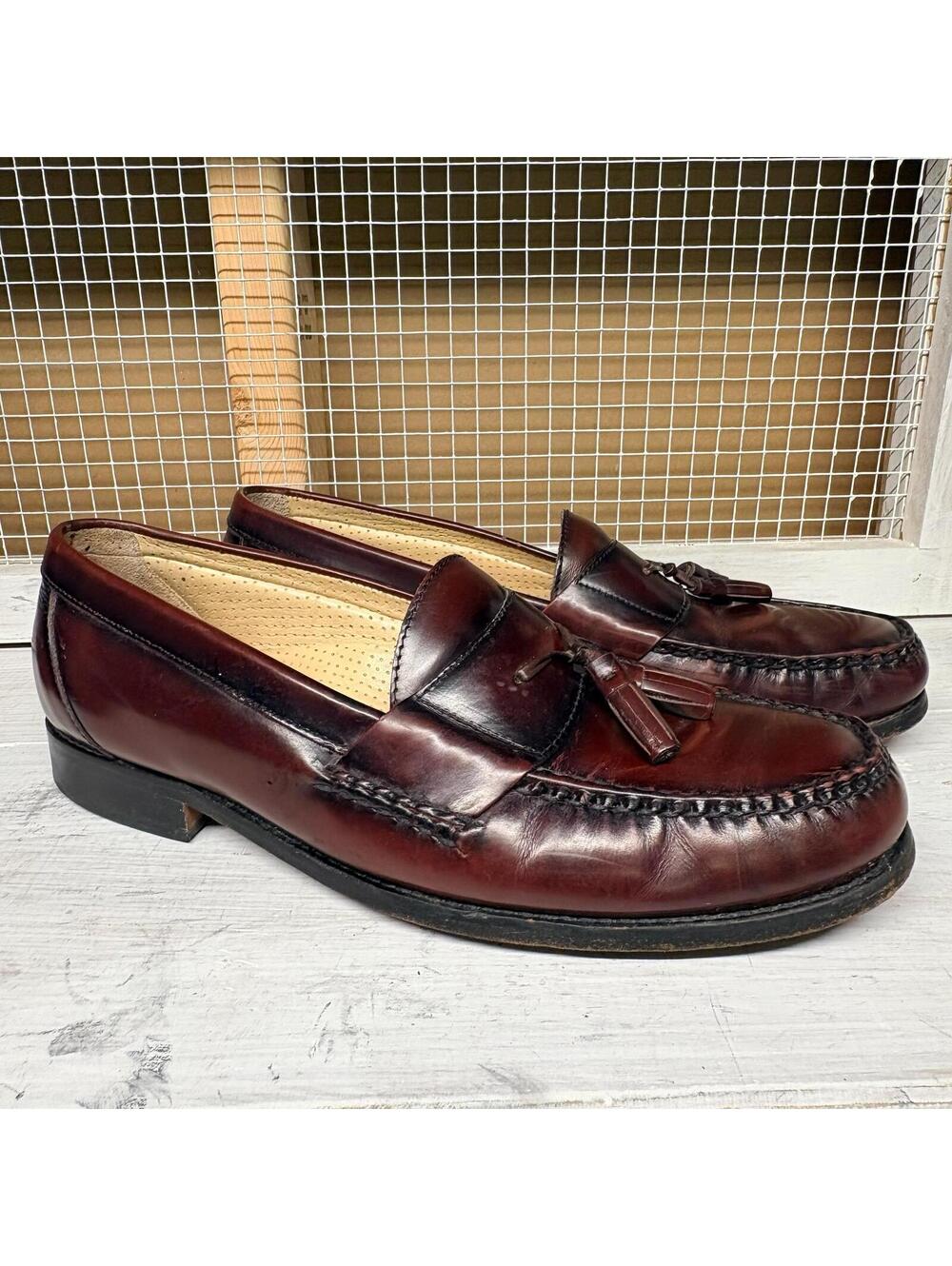 G.H. Bass Burgundy Leather Tassel Loafers Size 11 D